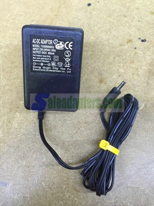 Genuine AC-DC Adaptor Model YGS060060D2 6V 600mA EU