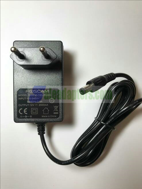 EU FOSCAM 12V 2000mA model SAW30-120-2000G AC-DC Adaptor Power Supply European