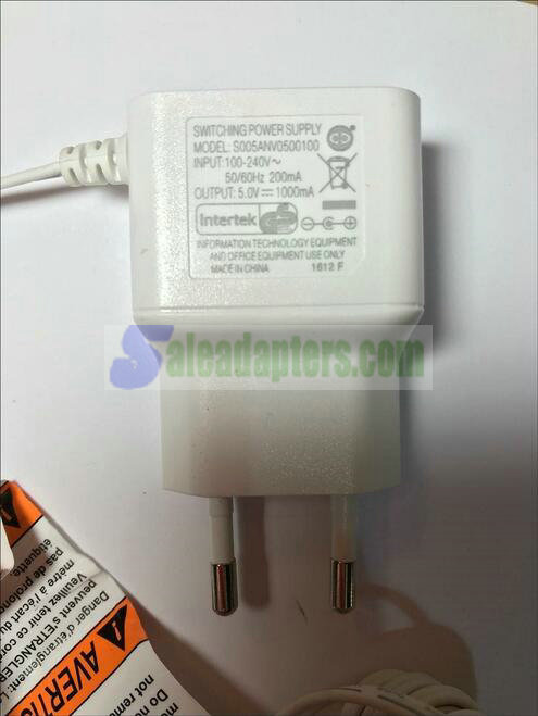 EU White 5V 5.0V 1000mA Charger for Motorola MBP36S Baby Monitor CAMERA UNIT