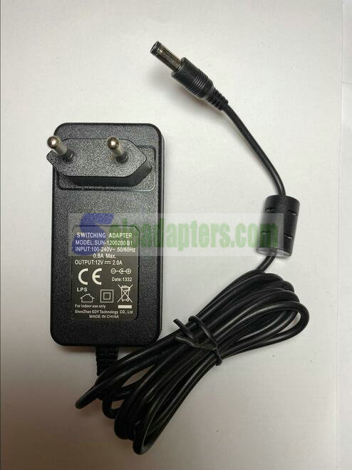 EU 12V 2000mA 2A AC-DC Switching Adaptor Power Supply model SUN-1200200B1