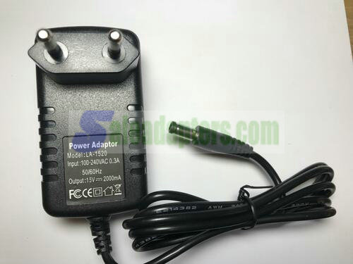 EU 15V 2000mA 2A Mains AC-DC Switch Mode Power Supply 5.5x2.5/2.1