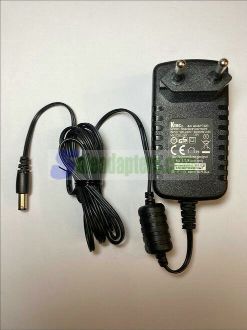 EU 12V 1.5A KTEC AC ADAPTOR KSAS02411200150HE POWER SUPPLY 5.5M X 2.5MM / 2.1MM